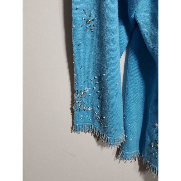 Berek by Takako Sakon XL Button Down Light Blue Sequins Beaded Cardigan Sweater - Picture 8 of 13
